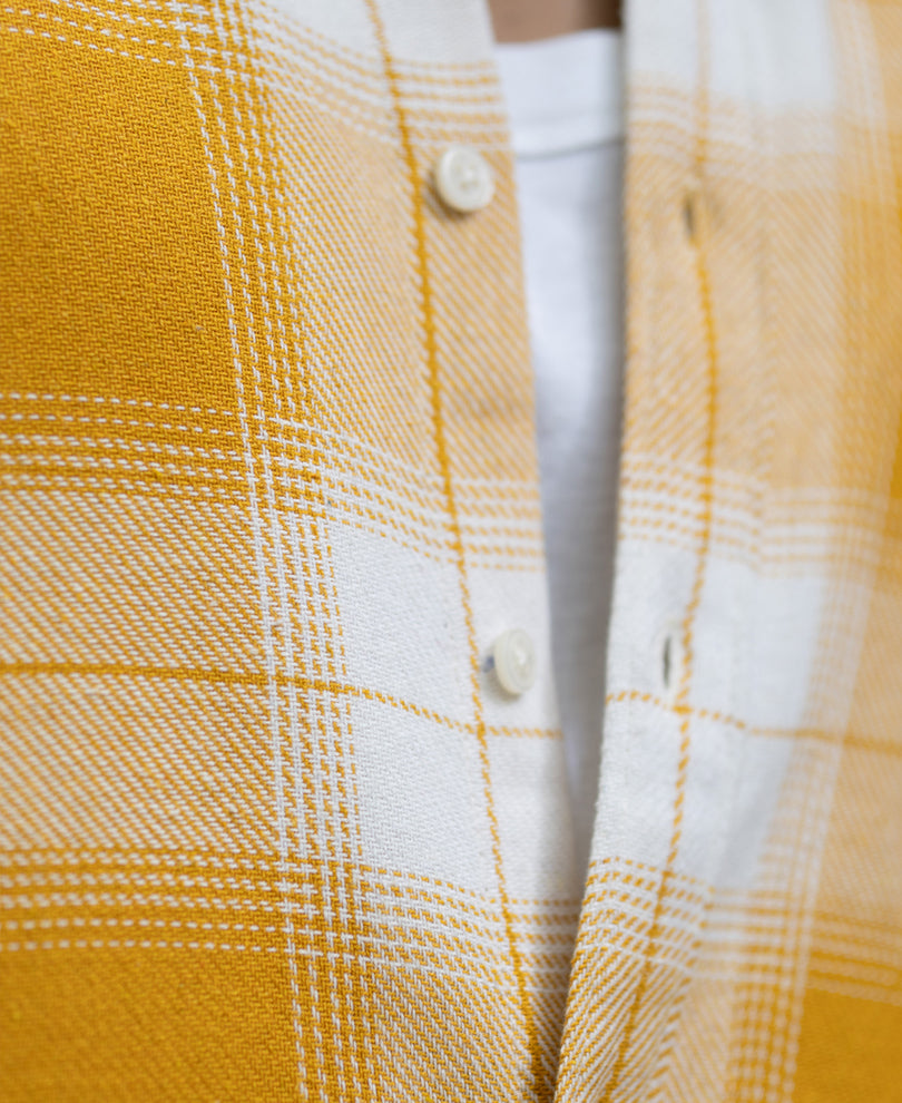 Yellow Structured Checks Buttondown Shirt
