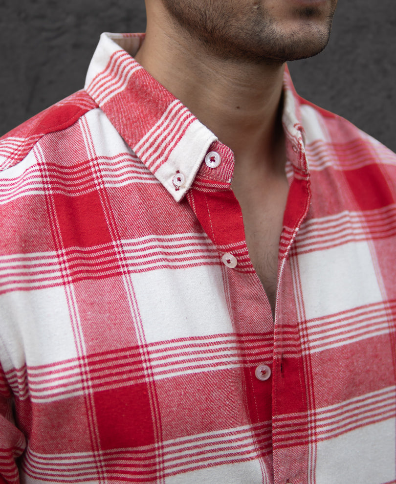 Red Brushed Checked Shirt