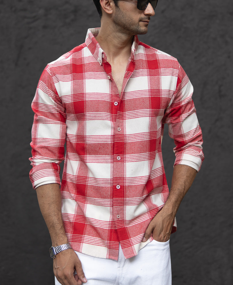 Red Brushed Checked Shirt