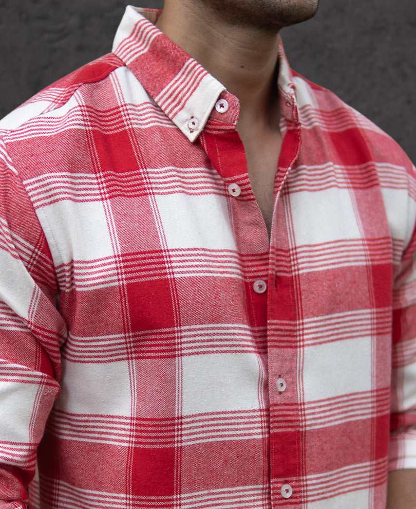 Red Brushed Checked Shirt
