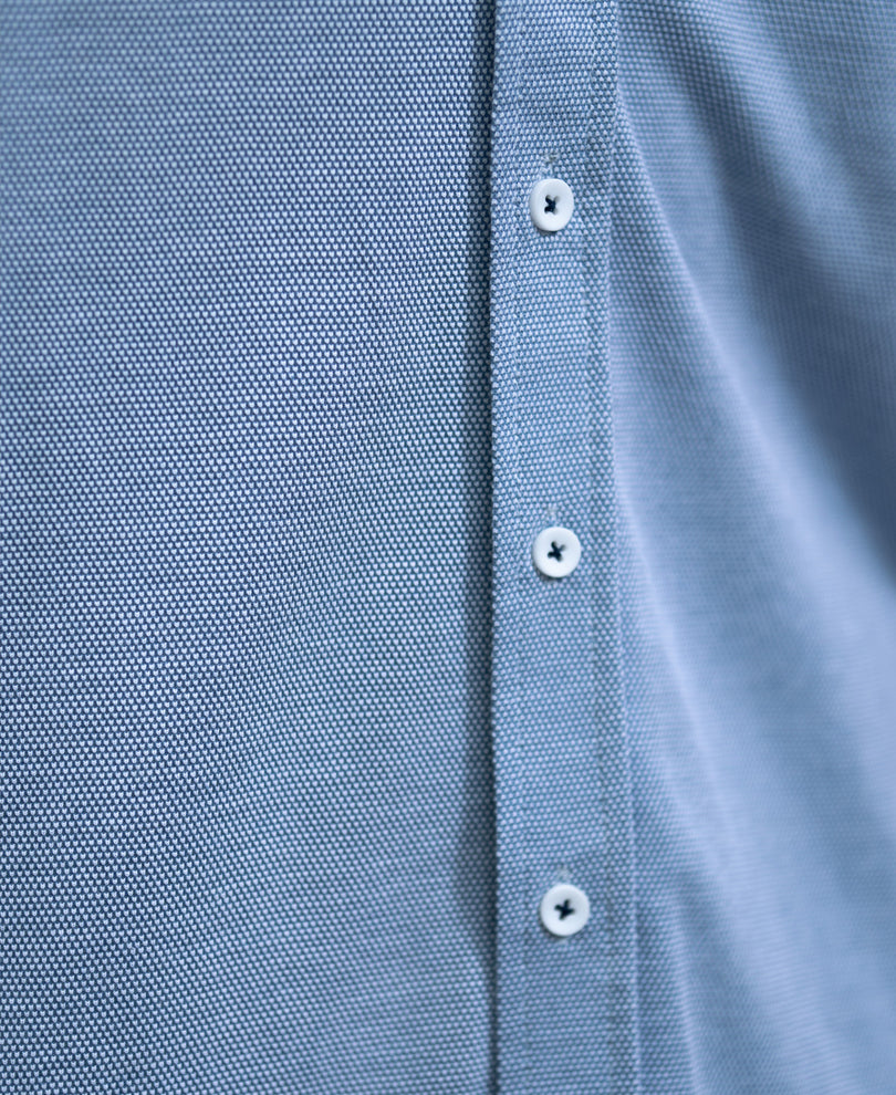 Blue Knitted Button Down Shirt