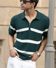 Pine Striped Zipper T-Shirt