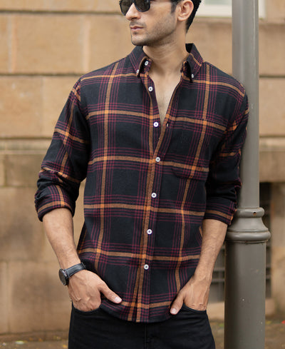 Black Brushed Checks Shirt