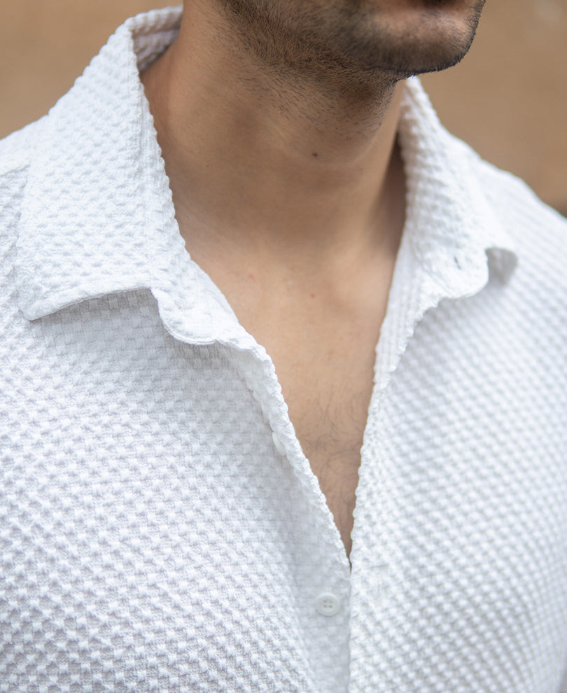 White Structured Half Sleeves Shirt