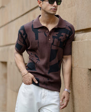 Dark Brown Jacquard Knit T-Shirt