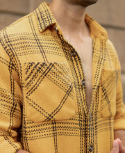 Mustard Yellow Structured Check Shirt