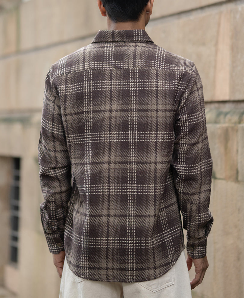 Brown Structured Checks Shirt