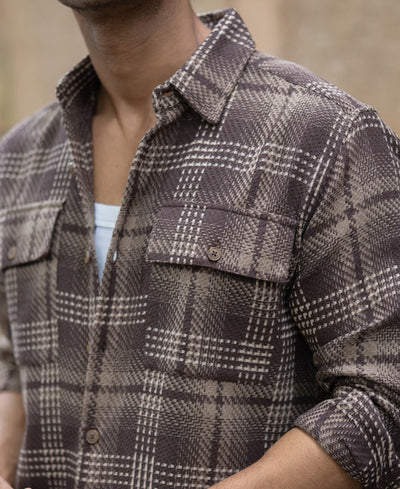 Brown Structured Checks Shirt