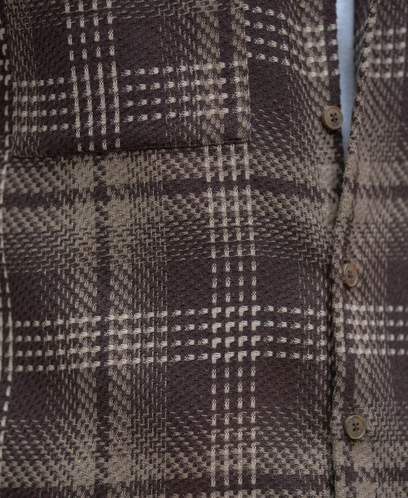 Brown Structured Checks Shirt