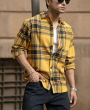 Mustard Brushed Checks Shirt
