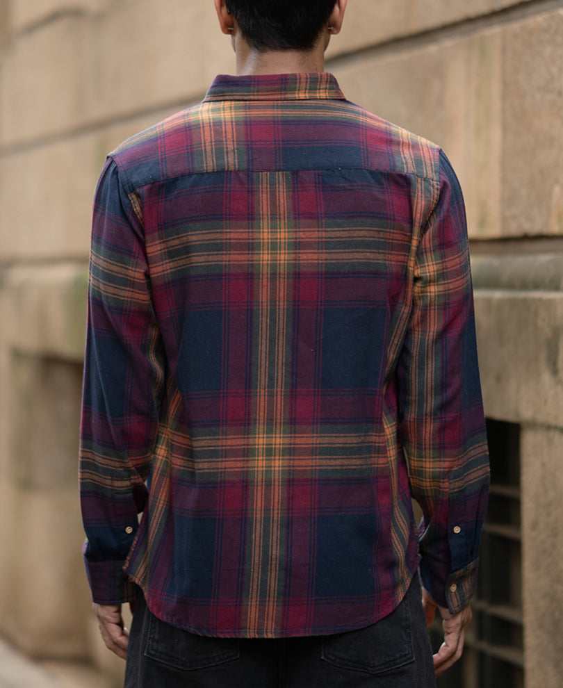Multicolour Twill Checks Buttondown Shirt