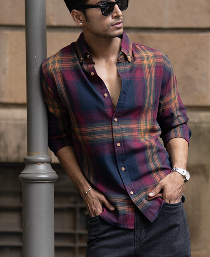 Multicolour Twill Checks Buttondown Shirt – Powerlook