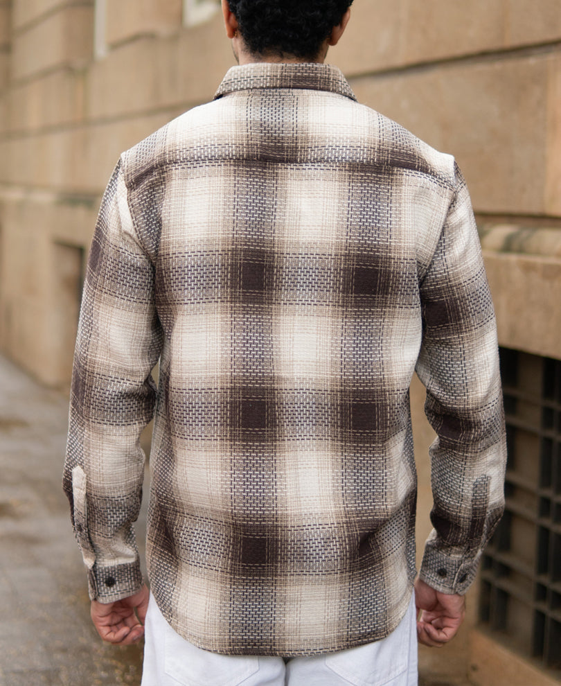 Beige Structured Checks Shirt