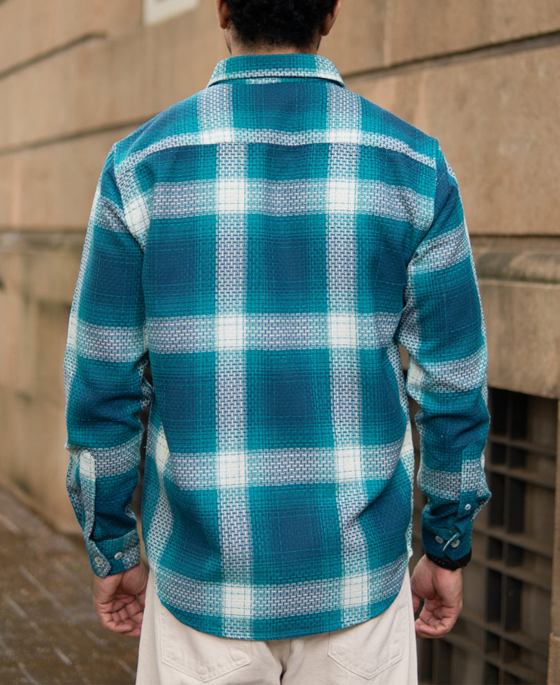 Blue Structured Checked Shirt