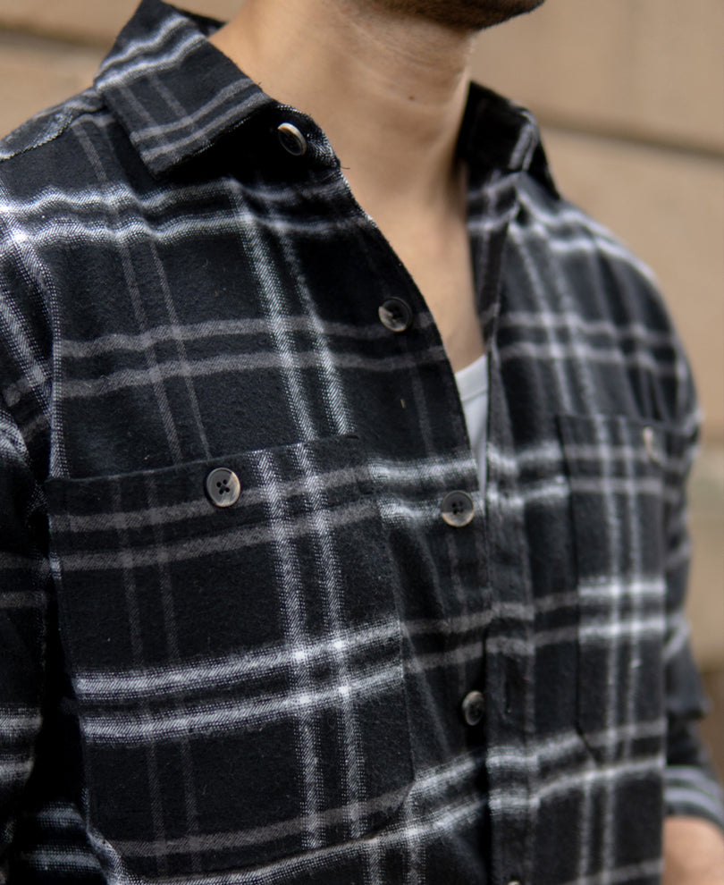 Black Brushed Checkrd Shirt