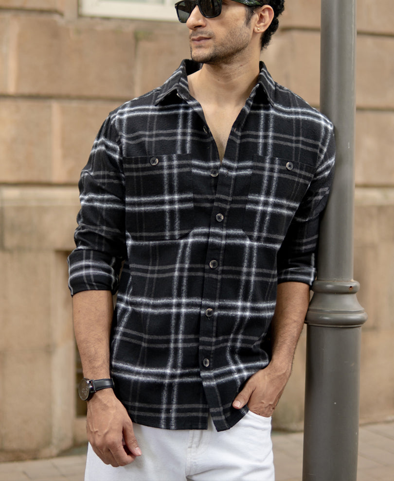 Black Brushed Checkrd Shirt