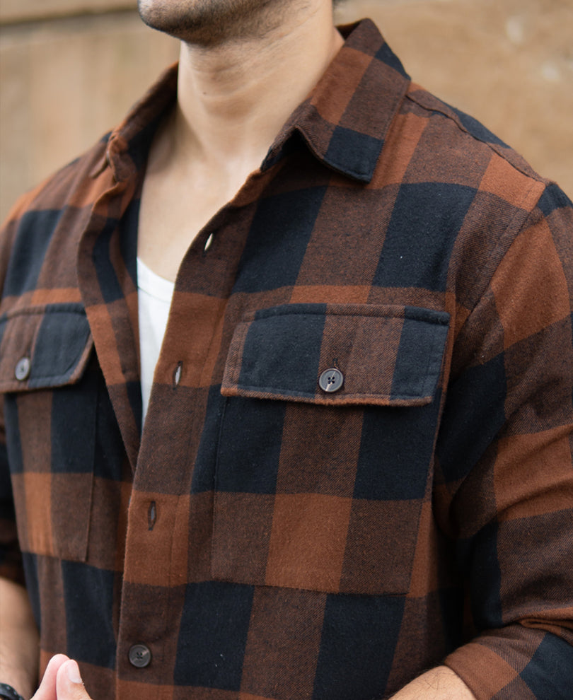 Brown And Black Checks Shirt