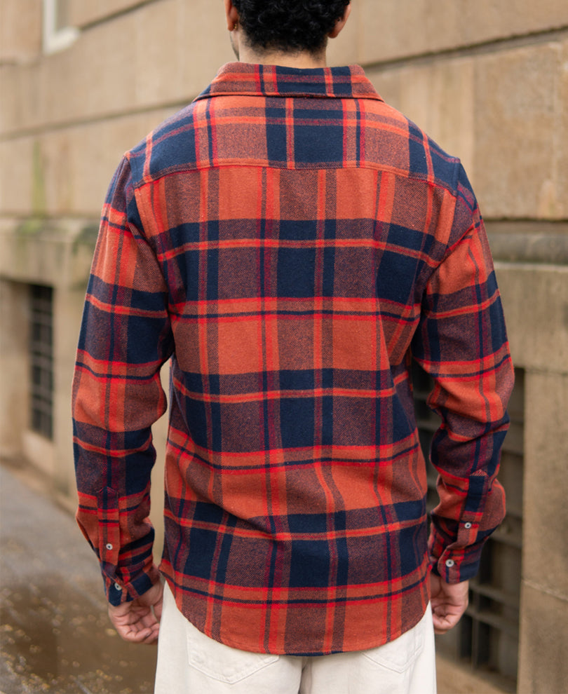 Rust And Navy Checks Shirt