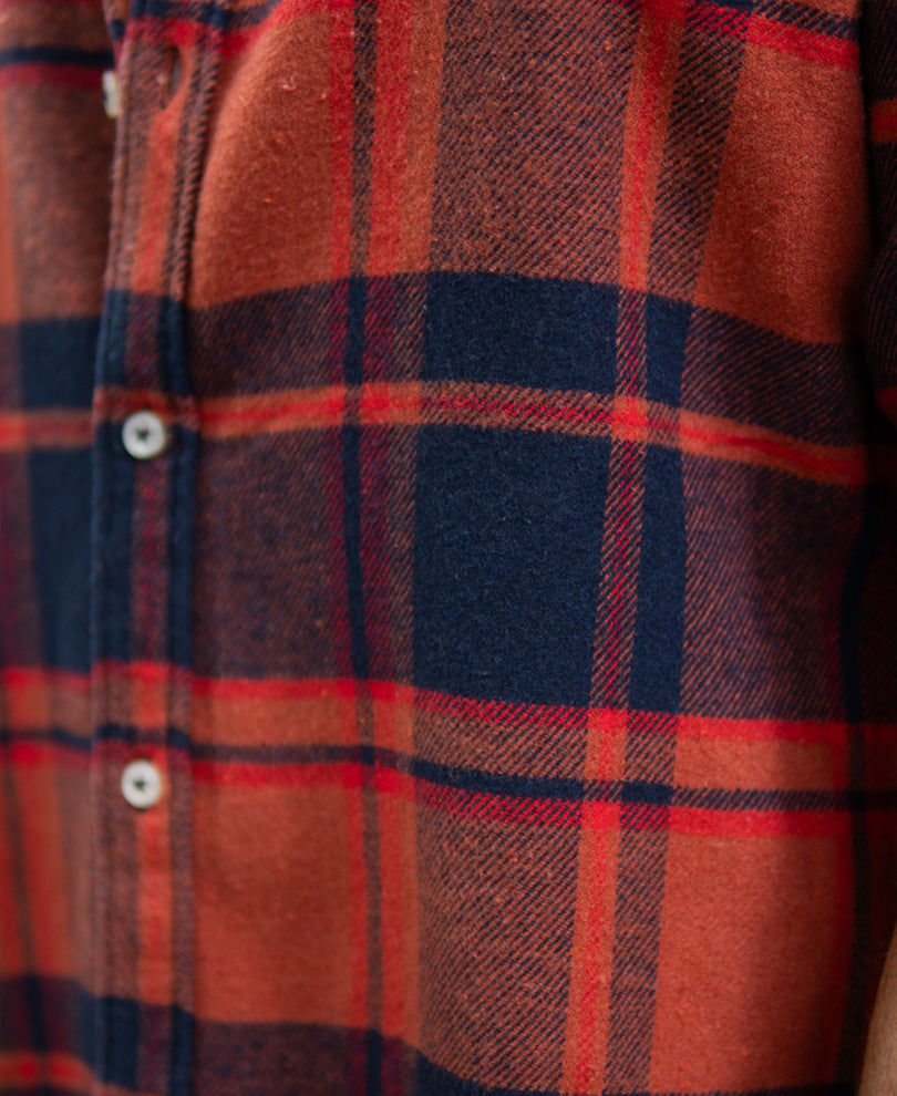 Rust And Navy Checks Shirt