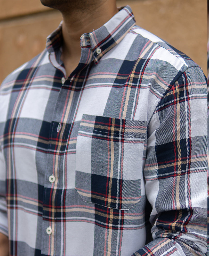 White Checks Shirt With Pocket