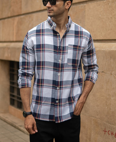 White Checks Shirt With Pocket