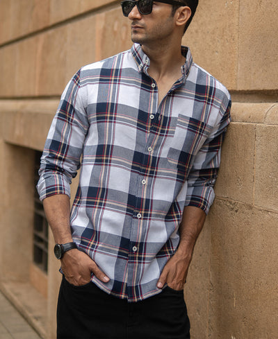 White Checks Shirt With Pocket