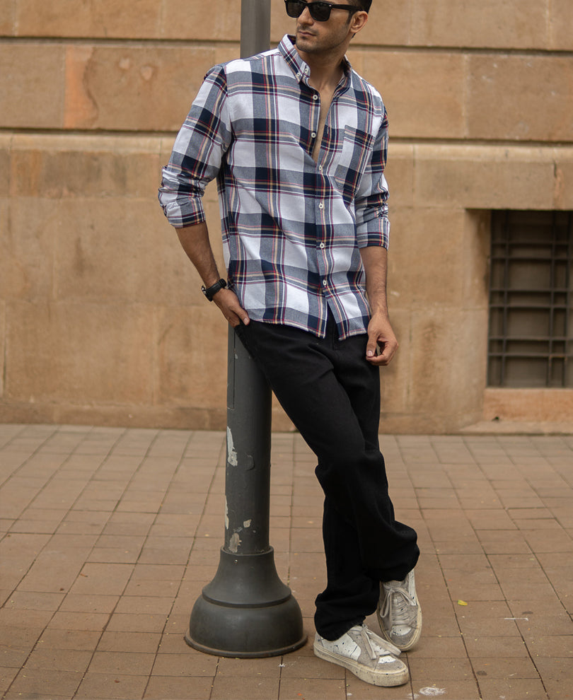 White Checks Shirt With Pocket