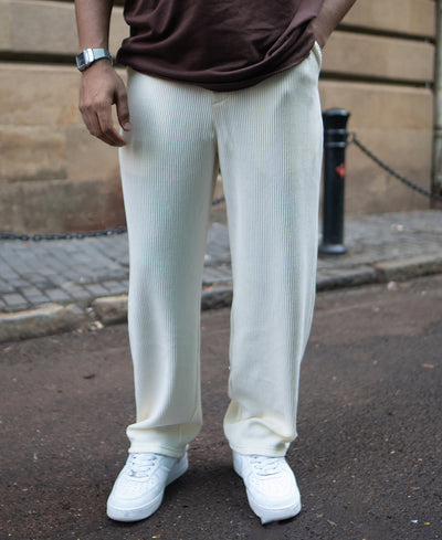 Cream Regular Fit Knitted Pant