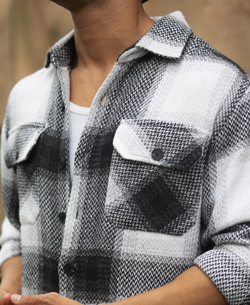 Black And White Checks Overshirt
