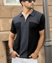 Dark Grey Panelled Knit T-Shirt