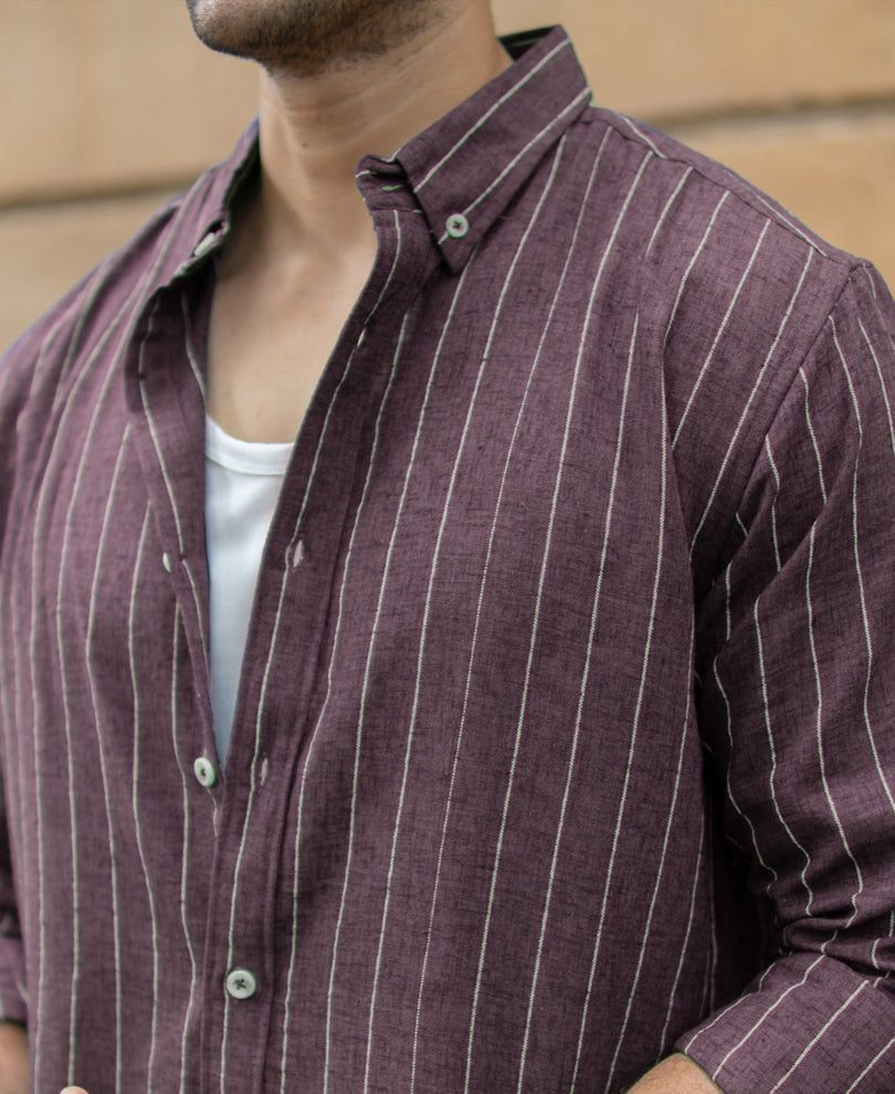 Brown Flowy Striped Shirt