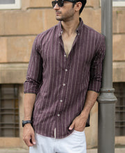 Brown Flowy Striped Shirt