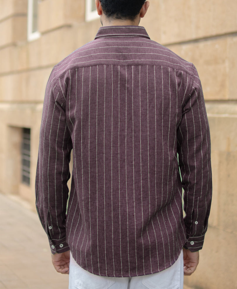 Brown Flowy Striped Shirt