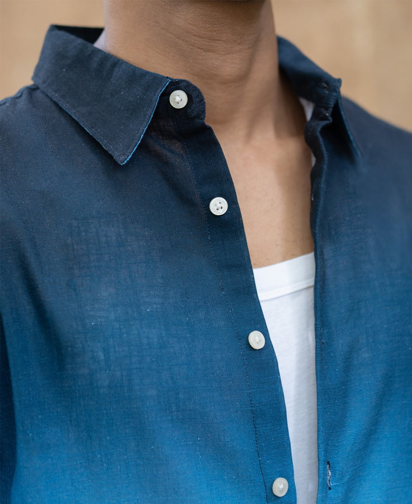 Dark Blue Ombre Print Shirt