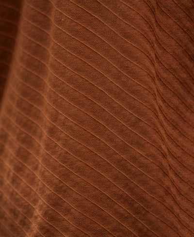 Dark Tan Contrast Collar Zipper T-Shirt