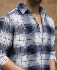 Navy And White Checks Shirt