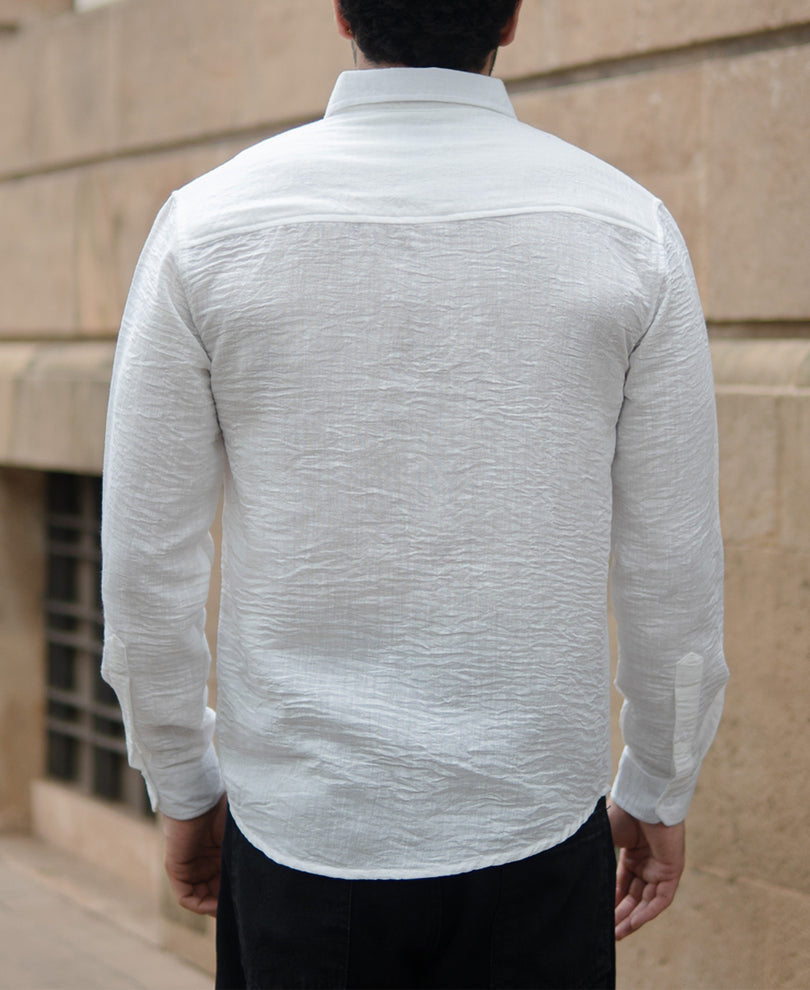 White Slub Textured Shirt