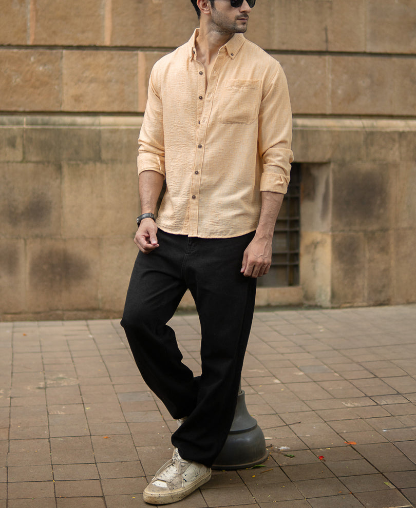 Mustard Slub Textured Shirt