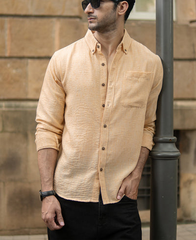 Mustard Slub Textured Shirt
