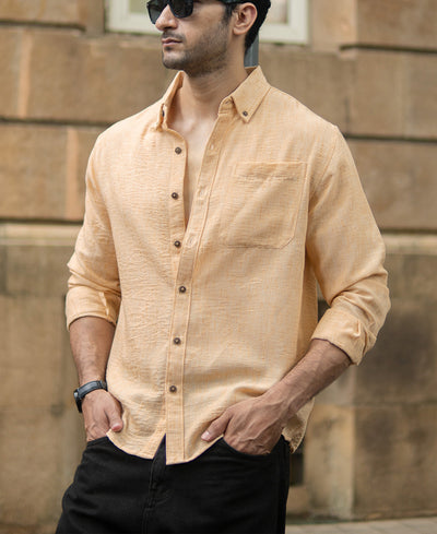 Mustard Slub Textured Shirt