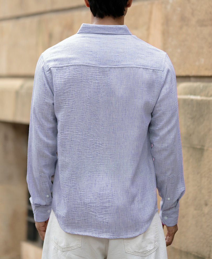 Light Blue Slub Textured Shirt
