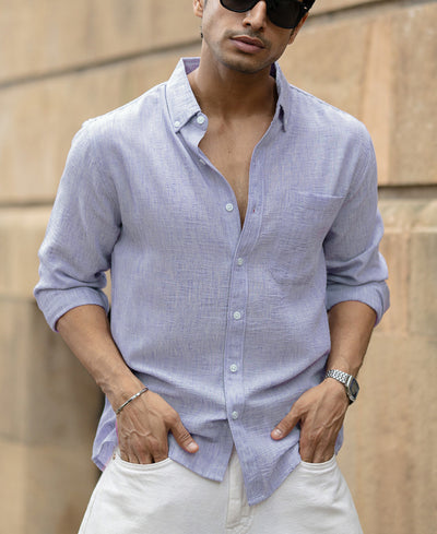 Light Blue Slub Textured Shirt