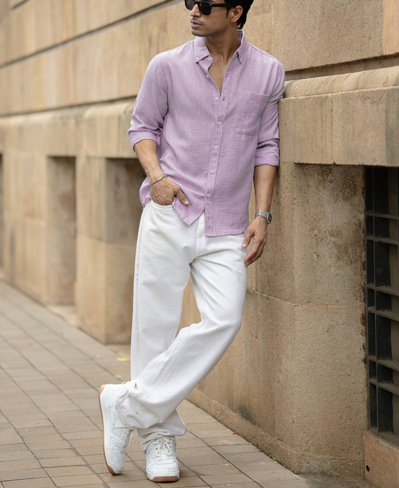 Lavender Slub Textured Shirt