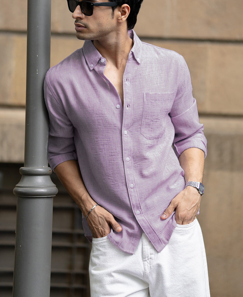 Lavender Slub Textured Shirt