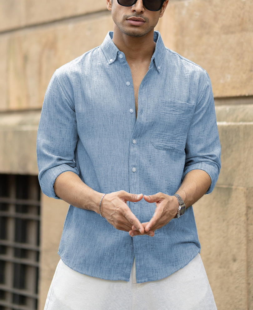 Light Grey Slub Textured Shirt