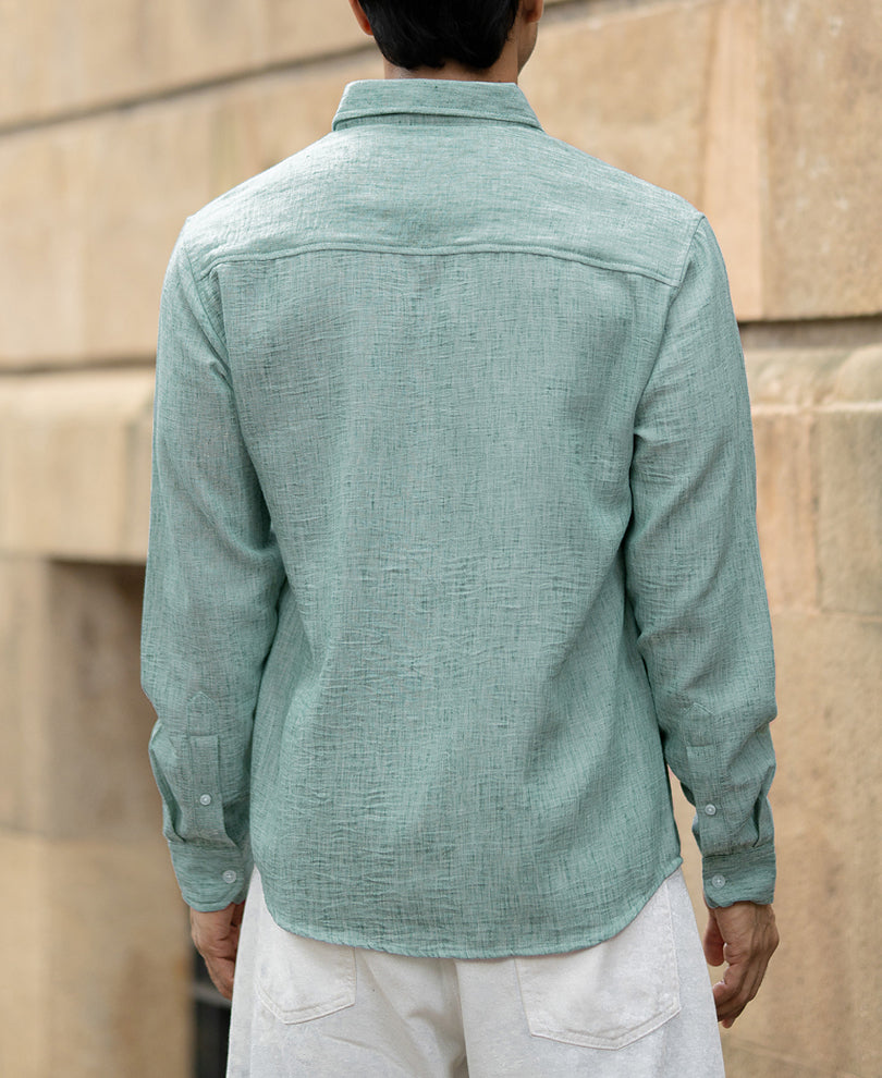 Green Slub Textured Shirt
