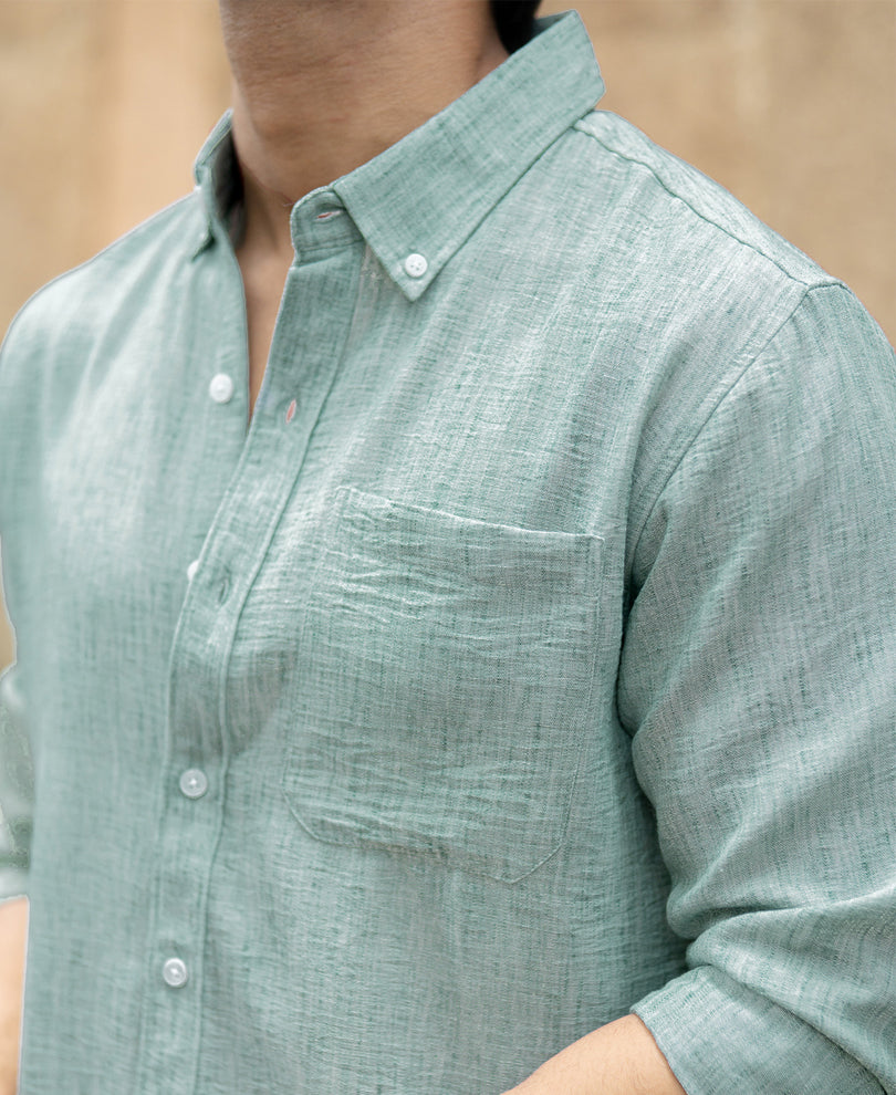 Green Slub Textured Shirt