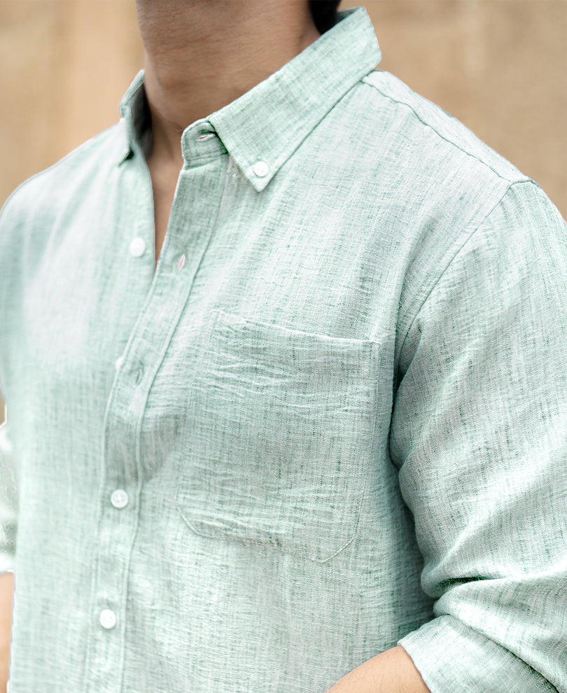Green Slub Textured Shirt