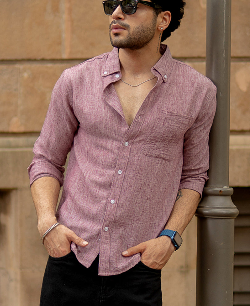 Mauve Slub Textured Shirt