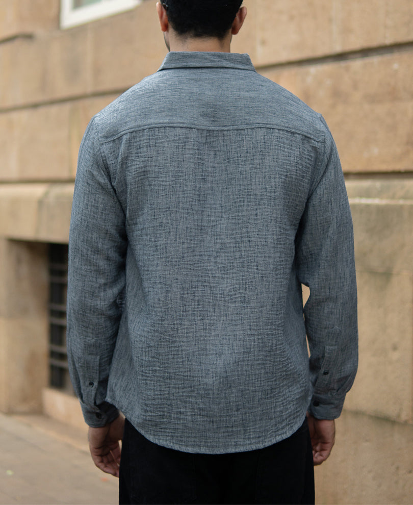 Dark Grey Slub Textured Shirt
